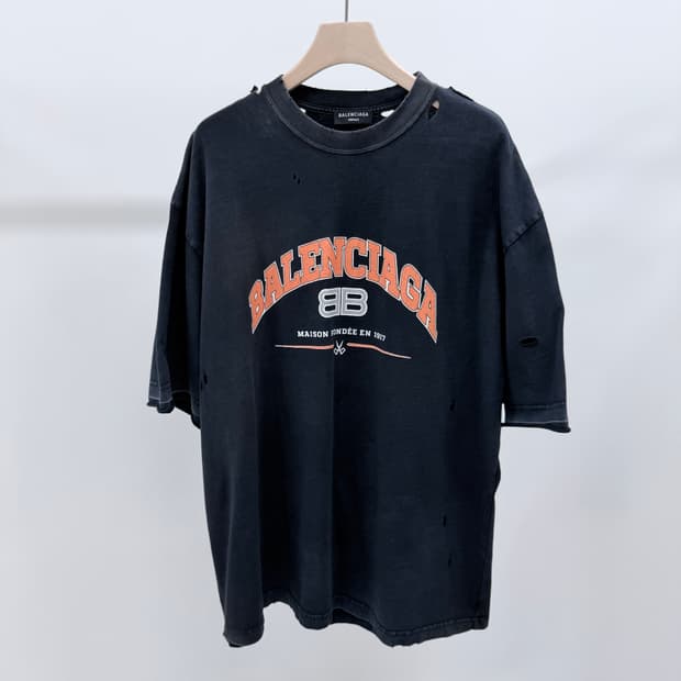 [S+급/L] 발렌시아가 메종 로고 빈티지 반팔 티셔츠