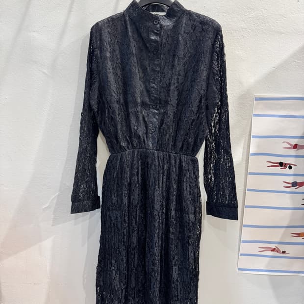 허리밴딩 레이스 원피스