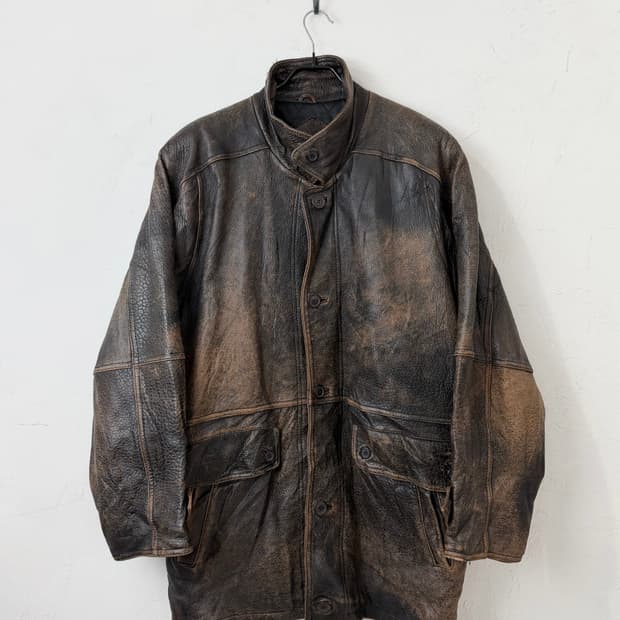80s 이태리 램스킨 레더 코트