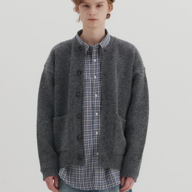 (L) DNSR 베이직 라운드 가디건 차콜