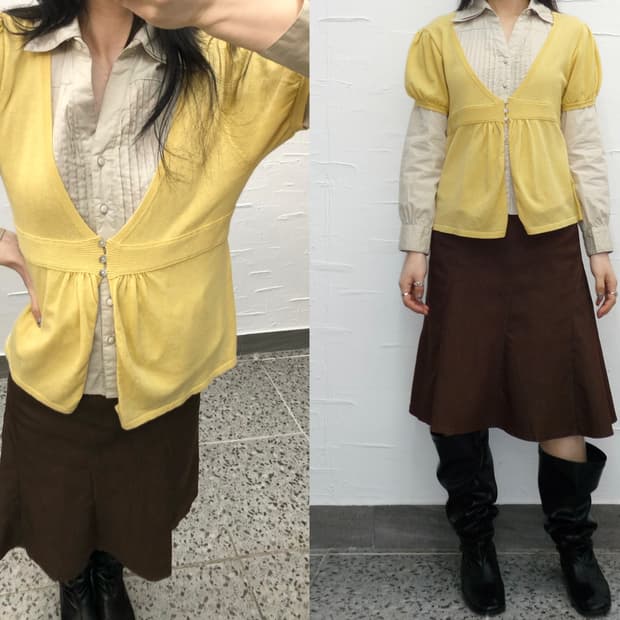 butter yellow tie-back cardigan