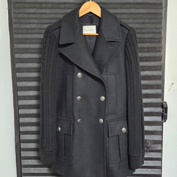 (정품) [피에르 발망] 울 니트 슬리브 더블 피코트 | 00100