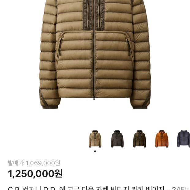 C.P. 컴퍼니 D.D. 쉘 고글 다운 자켓 빈티지 카키 베이지 