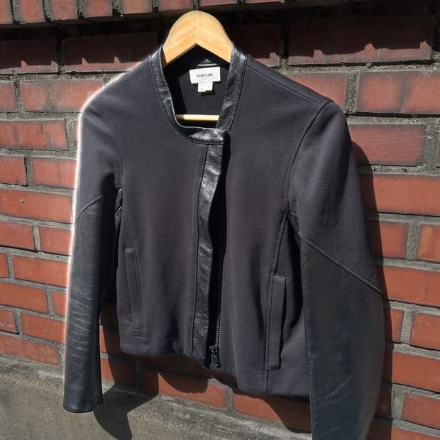 Helmut Lang Leather Sleeve Jacket