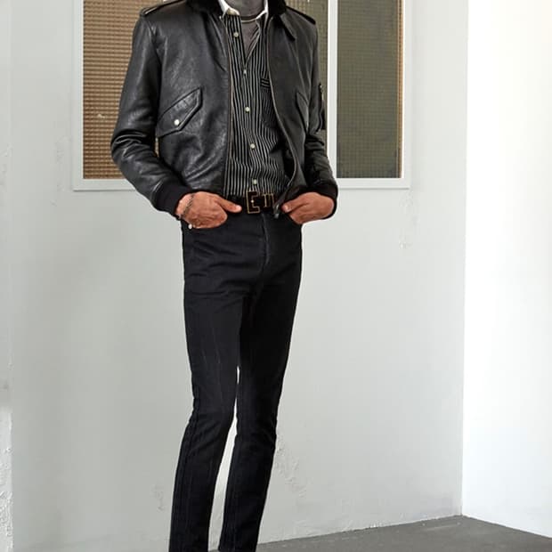 [이준호님 착용] 생로랑 시어링 레더 봄버 자켓