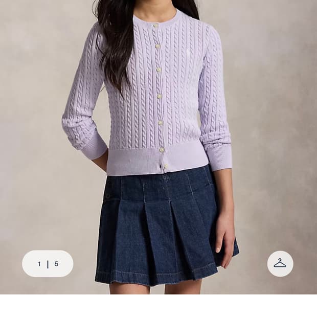 Polo girls 폴로 미니 케이블 걸즈 가디건 연보라