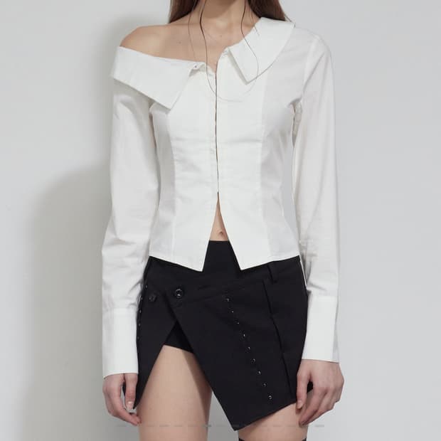 보헤미안 서울 원숄더 슬림핏 셔츠 