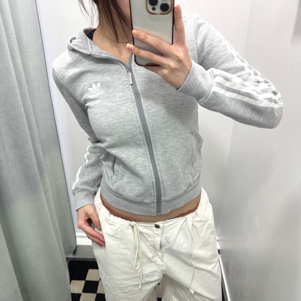 아디다스 그레이 후드집업