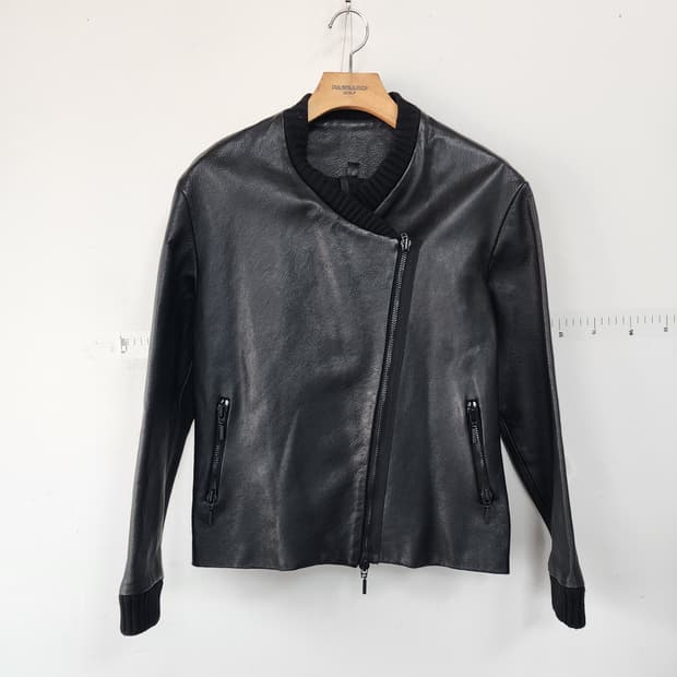 TOPsHOP 블랙 소가죽 라이더 자켓