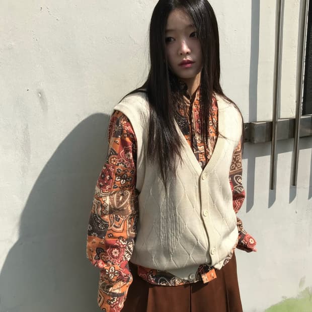 빈티지 페이즐리 패턴 셔츠 