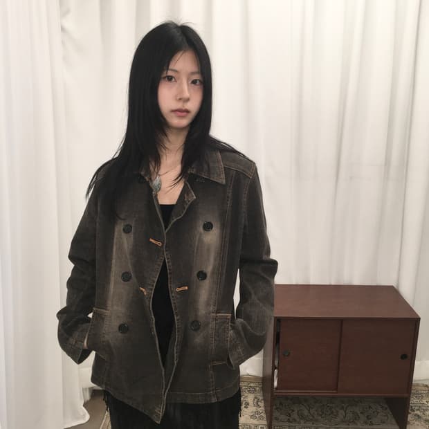 브라운 데님자켓