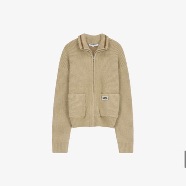 시티브리즈 라인배색 부클 집업 가디건