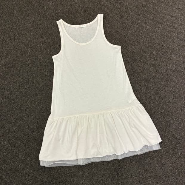M) Japanese vintage 여성 레이스 디테일 프릴 나시 원피스
