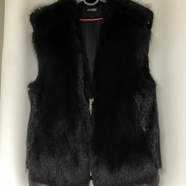 Maje 마쥬 폭스퍼 베스트 퍼자켓 퍼조끼
