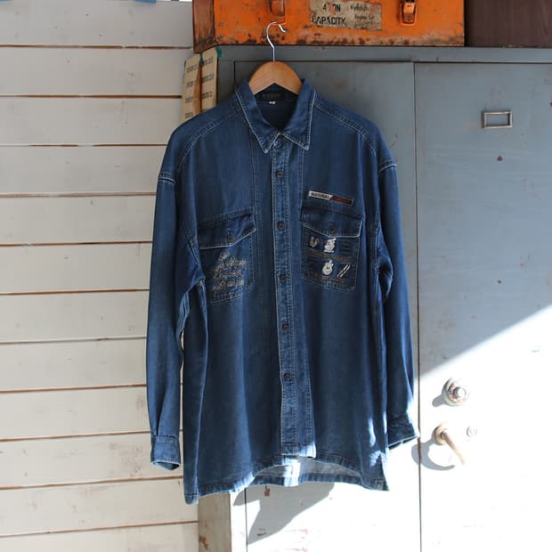 (착용컷) BON GIOVANE 자수 데님 셔츠 (남성용 105)