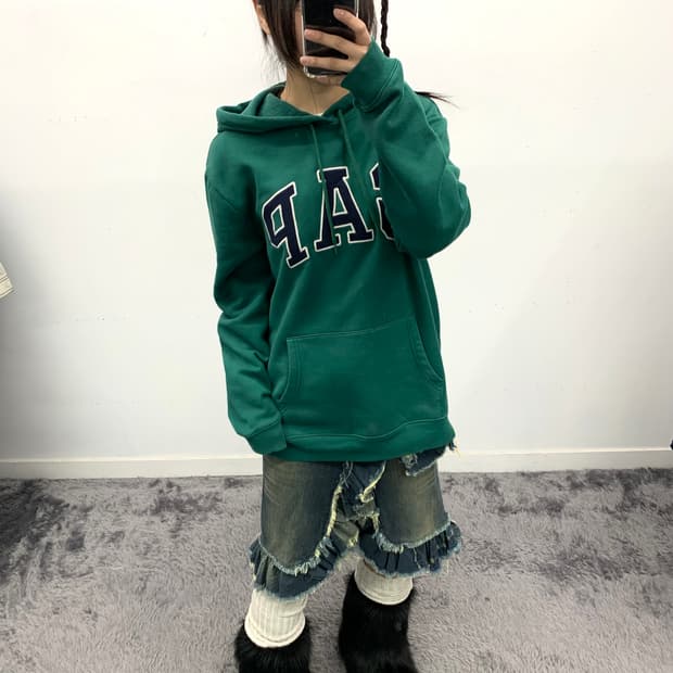 Gap 그린 로고 후드티