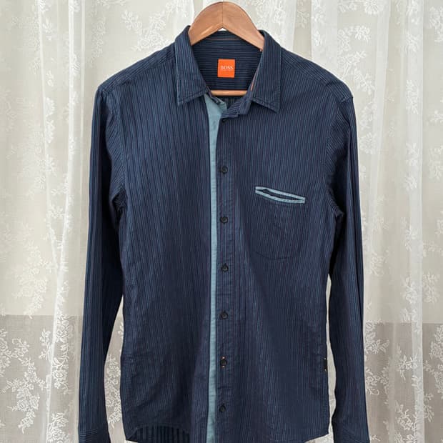 M) 휴고 보스 슬림핏 스트라이프 셔츠 네이비
