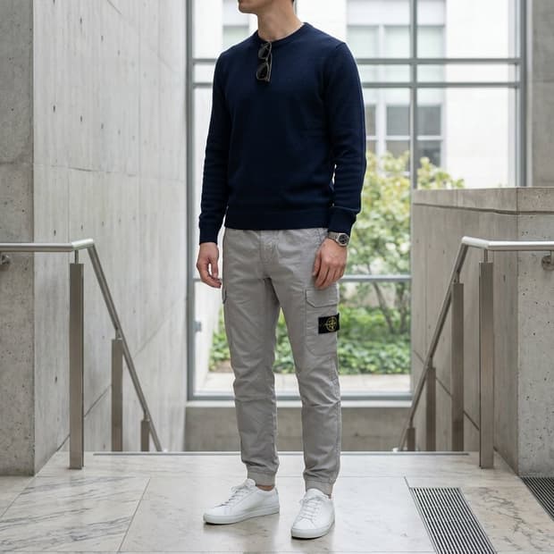 스톤아일랜드 시그니처 와펜 가먼트다잉 카고 조거 팬츠 30