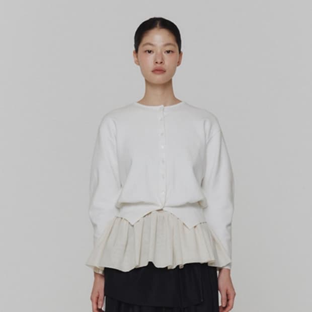 아모멘토 round sleeve shirred cardigan