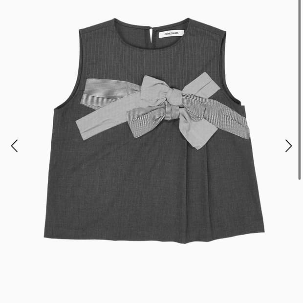 오헤시오 리본 블라우스 차콜