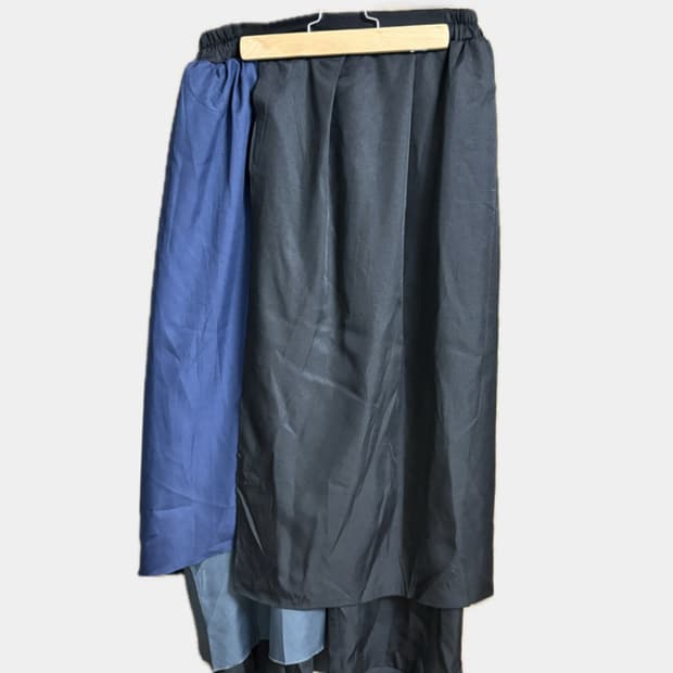 [kOhAKU] 배색 아심메트리 레이어드 치마바지/와이드 팬츠