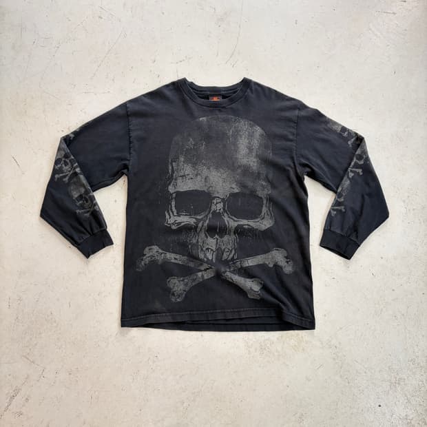 00s HOT LEATHERS 빈티지 스컬 프린팅 롱슬리브 L