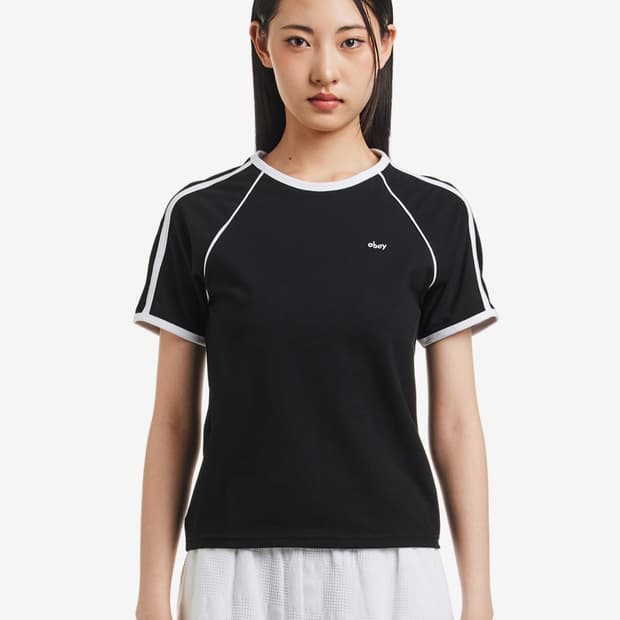 [obey] 디버젼 라글란 반팔 티 블랙