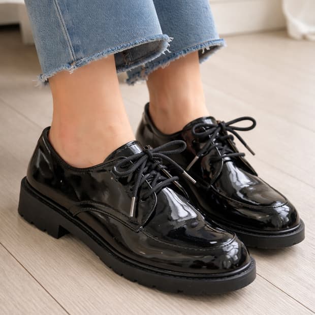 홍대 편집샵 에나멜 로퍼 240 3cm 굽