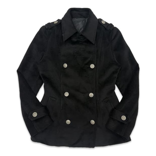 빈티지 ARIES 블랙 라인 슬림 하프 더블 코트