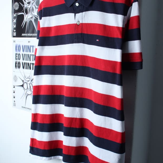 (L-XL) 타미힐피거 반팔 카라 티셔츠 스트라이프 올드스쿨-H30269