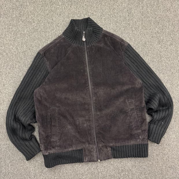 L)Japanese vintage 코듀로이 니트 집업 자켓