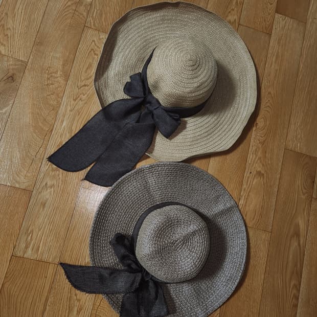 리본 장식 패션모자 2개 세트