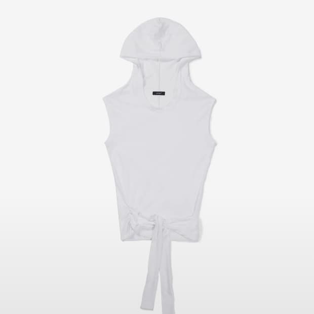 STRAP HOODED SLEEVELESS TOP (WHITE) 