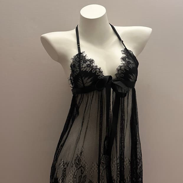 빈티지 블랙 레이스 슬립