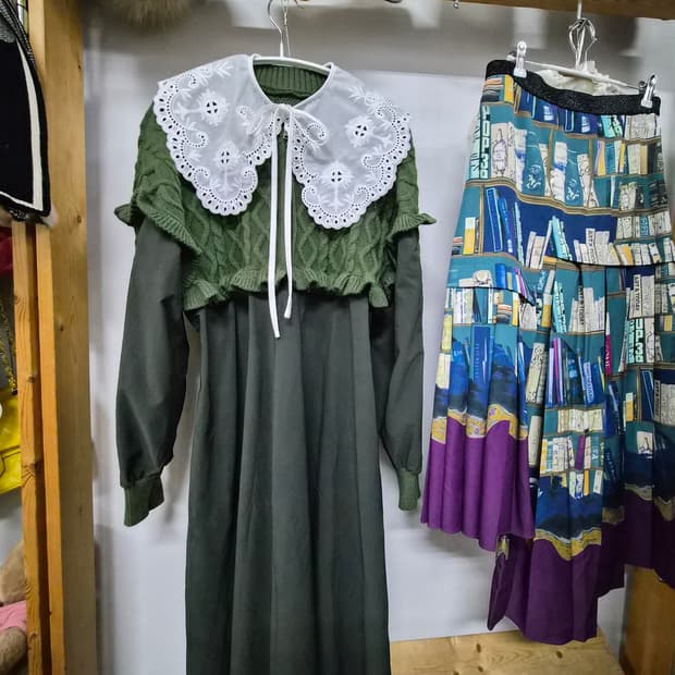 케이블 니트프릴 원피스