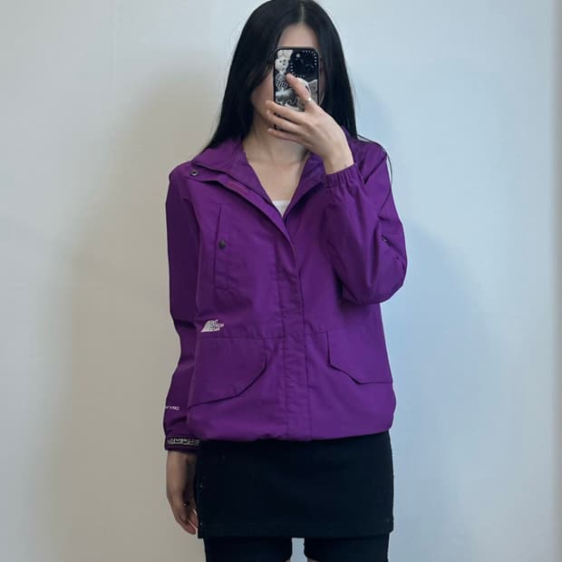 노스페이스 자수로고 퍼플 윈드 바람막이 자켓