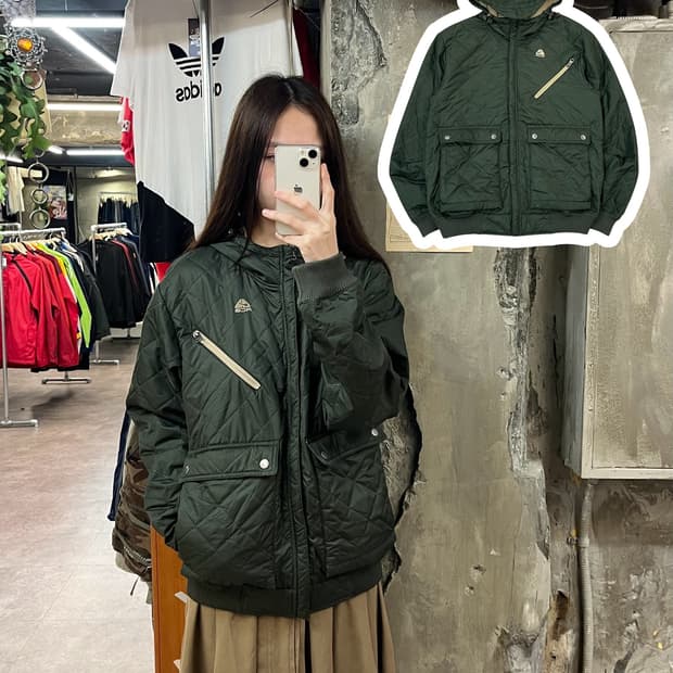 나이키 acg 퀄팅 후드 자켓 카키 S #csz1465
