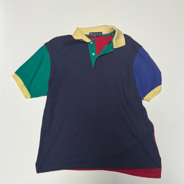 버버리 리메이크 커스텀 컬러 블룩 반팔 카라티 M