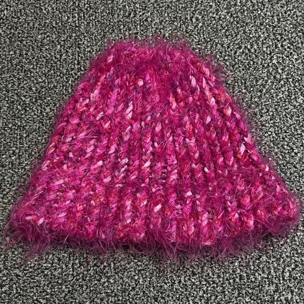 핫핑크 앙고라 비니
