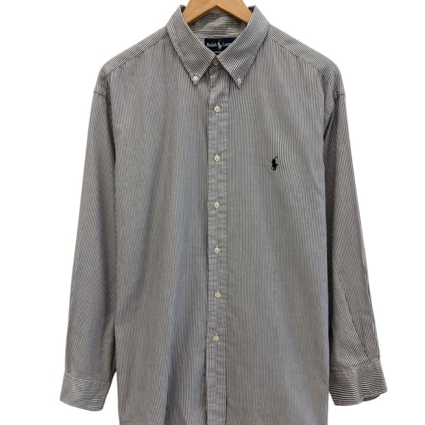 00년대 폴로 야머스 줄무늬 셔츠 화이트&다크그레이 (XL~2XL)