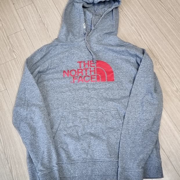 노스페이스 회색 후드티 레드 로고(105)