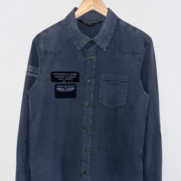 워싱 패치 데님 셔츠 (JEEP SPIRIT)