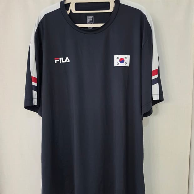 4XL)휠라 FILA 검정색 반팔 국가대표 팀코리아 티셔츠