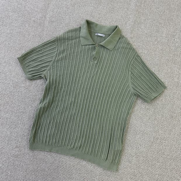 XL 자라 골지 카라 반팔 니트 티 0409D