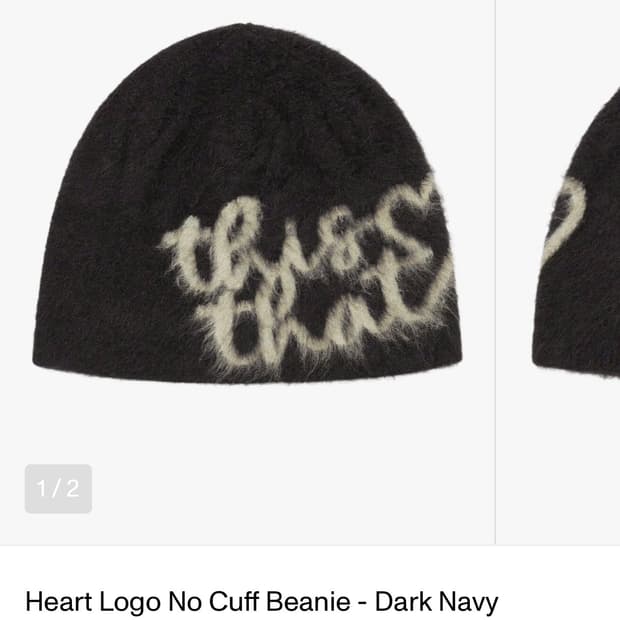 Heart Logo No Cuff Beanie Dark Navy 새상품