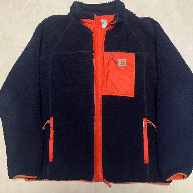 (L)칼하트wip 로고 후리스 자켓 네이비