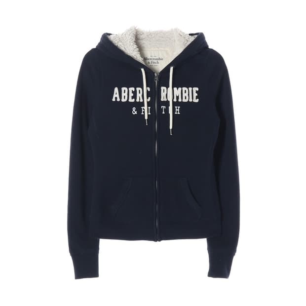 아베크롬비 네이비 양털 후드 집업 S