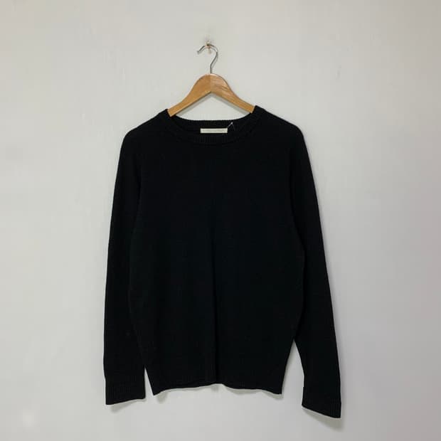 빈티지 캐시미어 100% 라운드넥 니트 블랙 스웨터 남녀공용 M