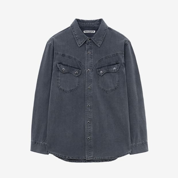 인사일런스 워시드 데님 웨스턴 셔츠 WASHED GREY L사이즈