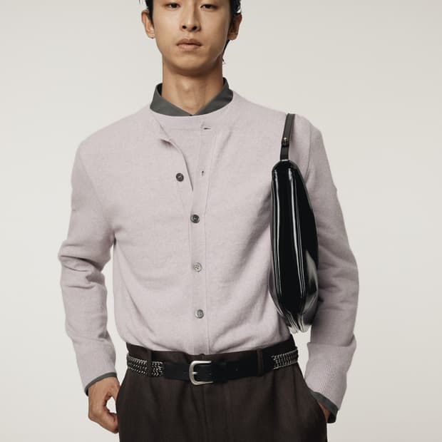 렉토 25FW 크루넥 레이어드 가디건 니트 라벤더